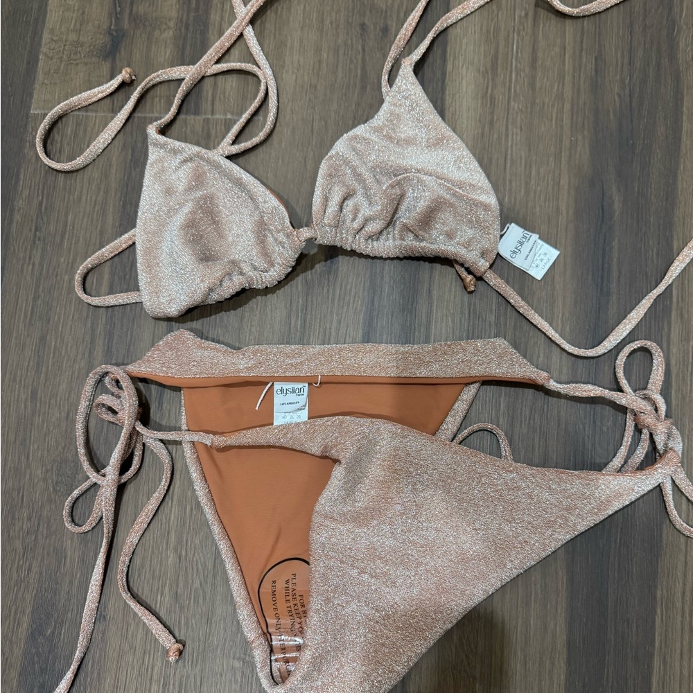 Shimmering Bikini Set in Rose Gold
